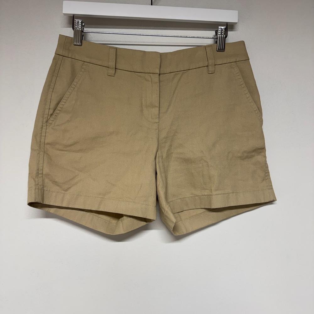 J. Crew Chino Shorts Size 2 Women's Khaki Flat Front 5" Inseam 100% Cotton NEW